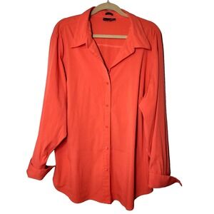 Venezia Long Sleeve Button Up Orange/Pink Shirt Wide Cuffs Stretch Size 26/28